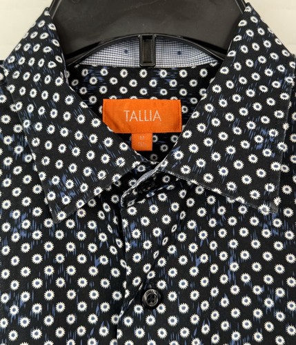 Tallia Mens Blue Starburst Collard Button Up Dress Up Shirt Sz. Medium M 15 1/2 - Picture 7 of 11