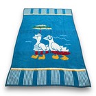 Santonja Vintage Acrylic Throw Blanket Ducks Beach Summer Made in Spain 71"x54"