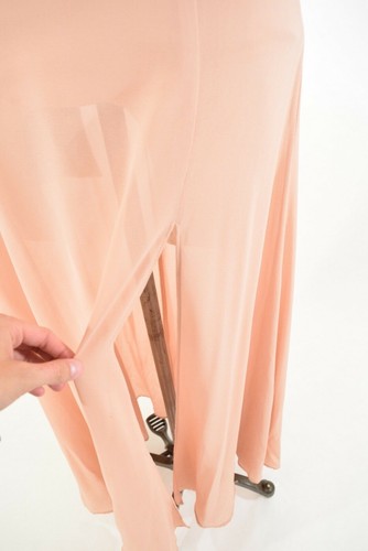 Maxi Falda Algodón Caramelo LA M Rosa Polvoriento Gasa Transparente Cintura Alta A-line - Imagen 5 de 8