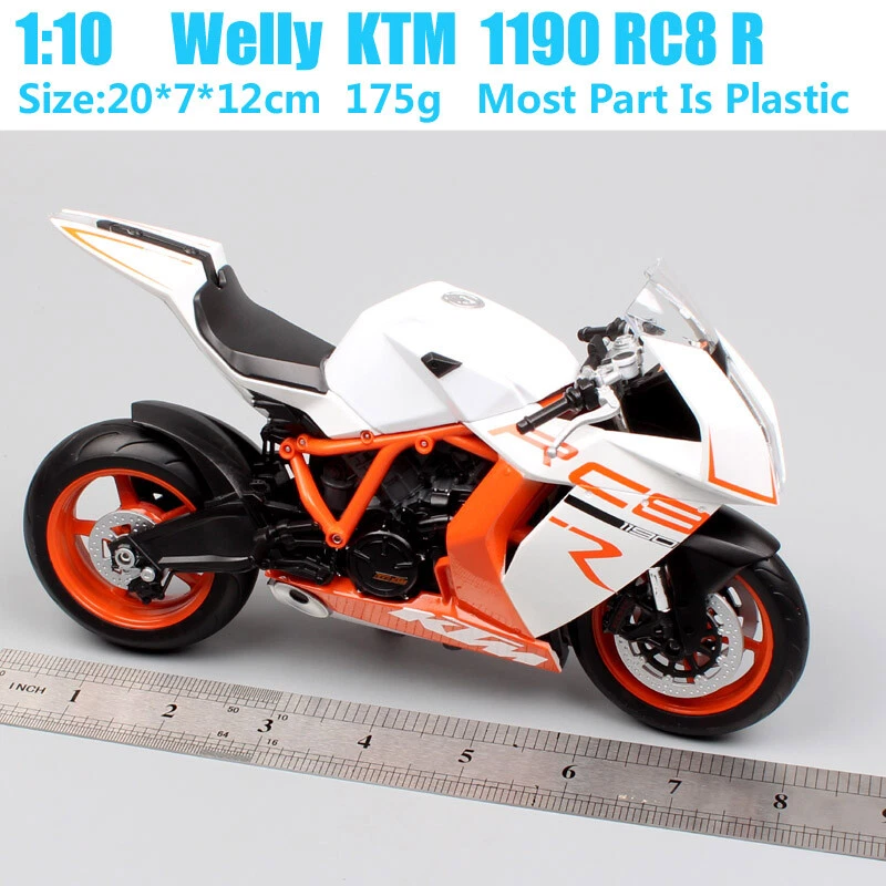 1:10 Scale KTM 1190 RC8 Sport Bike Vehicle Motorcycle Model White Welly Toy Big - Image 2 of 4