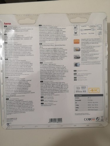 Hama HQ 5m Displayport-Kabel Anschlusskabel 4K UHD 3D Display Port Vergoldet Neu - Bild 2 von 2