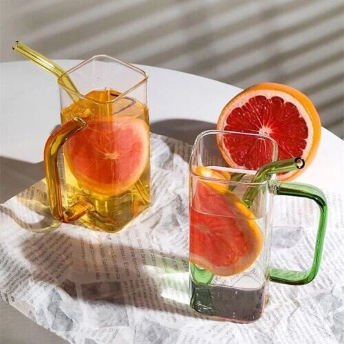 Instragram/Tiktok Trend - Einzigartiges Regenbogen-Kaffee-/Getränkeglas mit Strohhalm - Multi - Bild 3 von 9