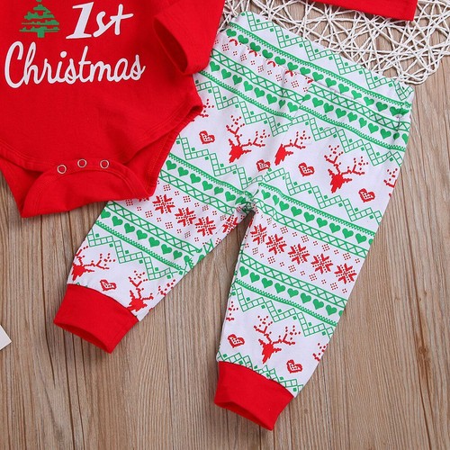 Newborn Infant Baby Girl Boy Christmas Clothes Jumpsuit Romper +Pants Outfits - Bild 32 von 36