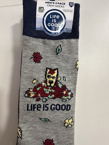 Life is Good ROCKET LEAVES Men's 3 Pack Crew Socks GREY/BLUE Shoe 6-12.5 NWT - Bild 2 von 5