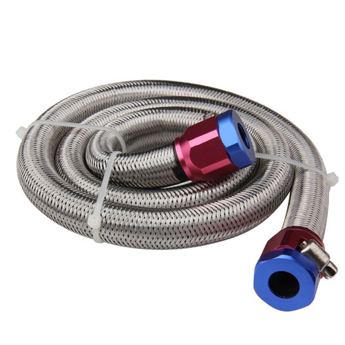 3 FT Universal 3/8 inch Braided Fuel Line Kit Braided Oil Hose W/ 2 Hose Clamps - Picture 7 of 12