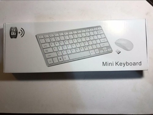 White Wireless MINI Keyboard & Mouse for SAMSUNG UE32J4510 Smart 32" LED TV - Picture 2 of 8