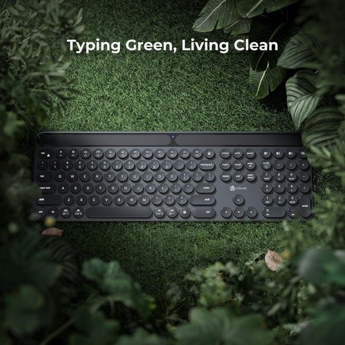 iClever Solar Bluetooth Keyboard, Wireless Keyboard with Solar & Indoor Light - Picture 8 of 8