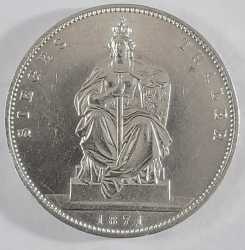 Thaler Victory over France 1871 Prussia (Germany) Ag Unc - Picture 2 of 2