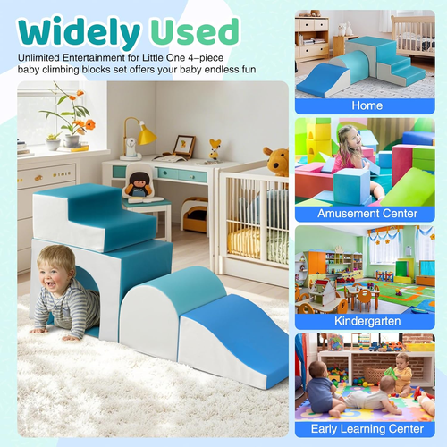 Foam Climbing Blocks for Toddlers: with a Tunnel - 4 PCS Foam Blocks - Kids Indo - Picture 5 of 12