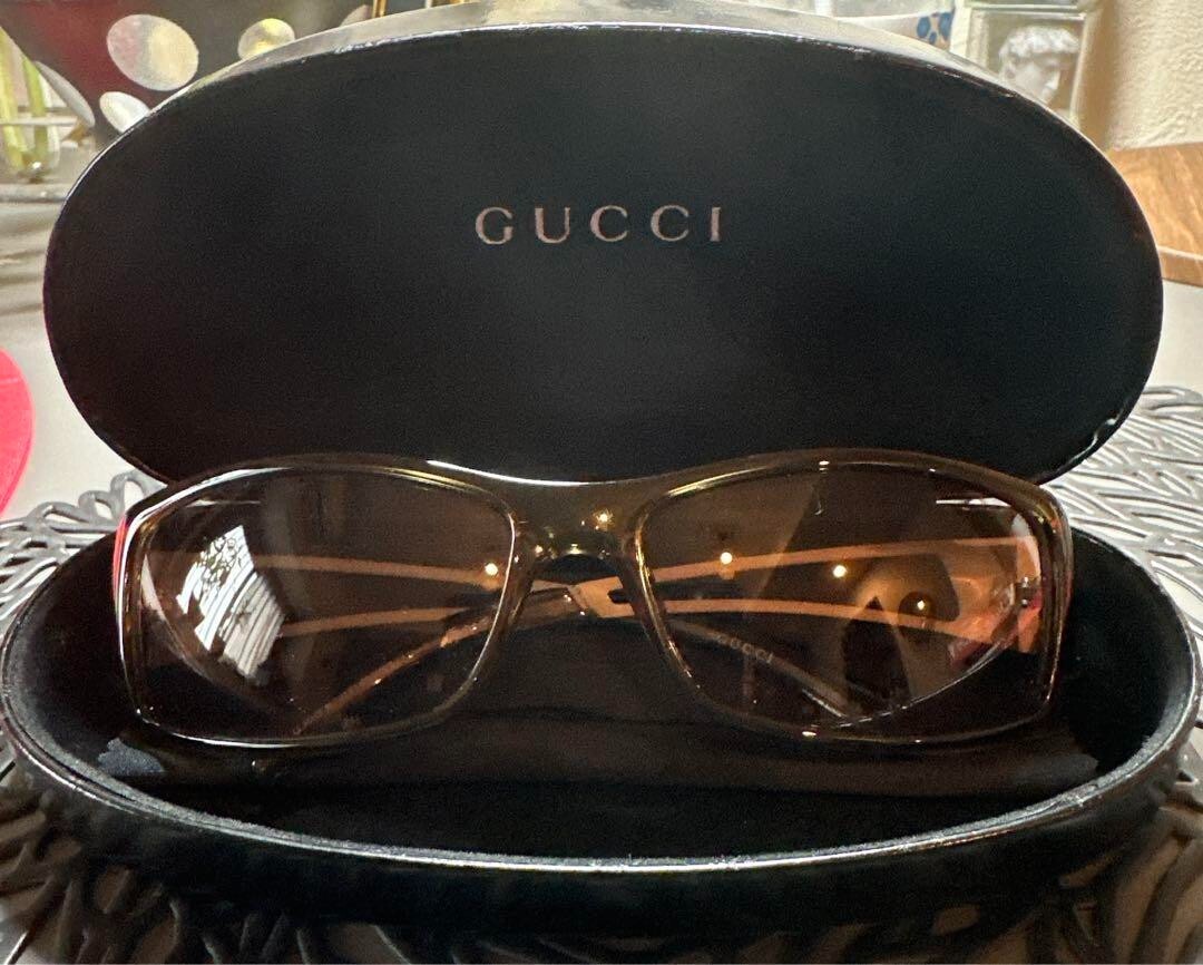 GUCCI GG 1486/S Square Sunglasses Brown Authentic Men Used