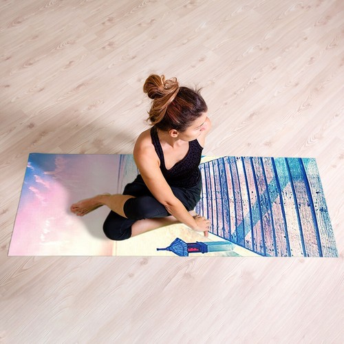 Estera de yoga fitness goma natural antideslizante plegable 183 x 68 x 0,15 cm diseño artístico - Imagen 28 de 33