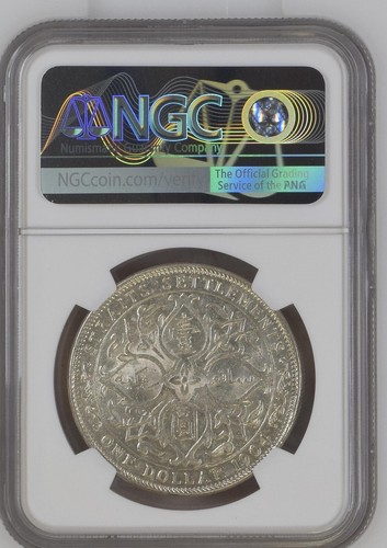 1904-B Straits Settlements $1 NGC AU58 - Picture 2 of 2