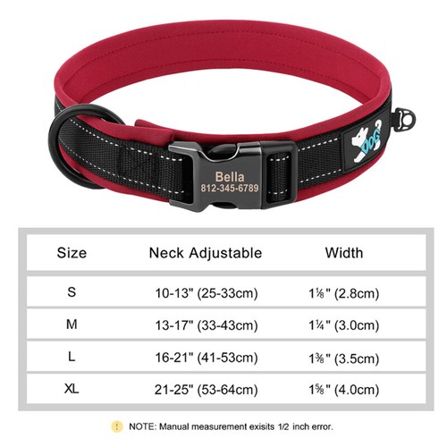 Collar de perro acolchado de nailon reflectante y etiqueta de pata redonda brillante grabada personalizada - Imagen 25 de 35
