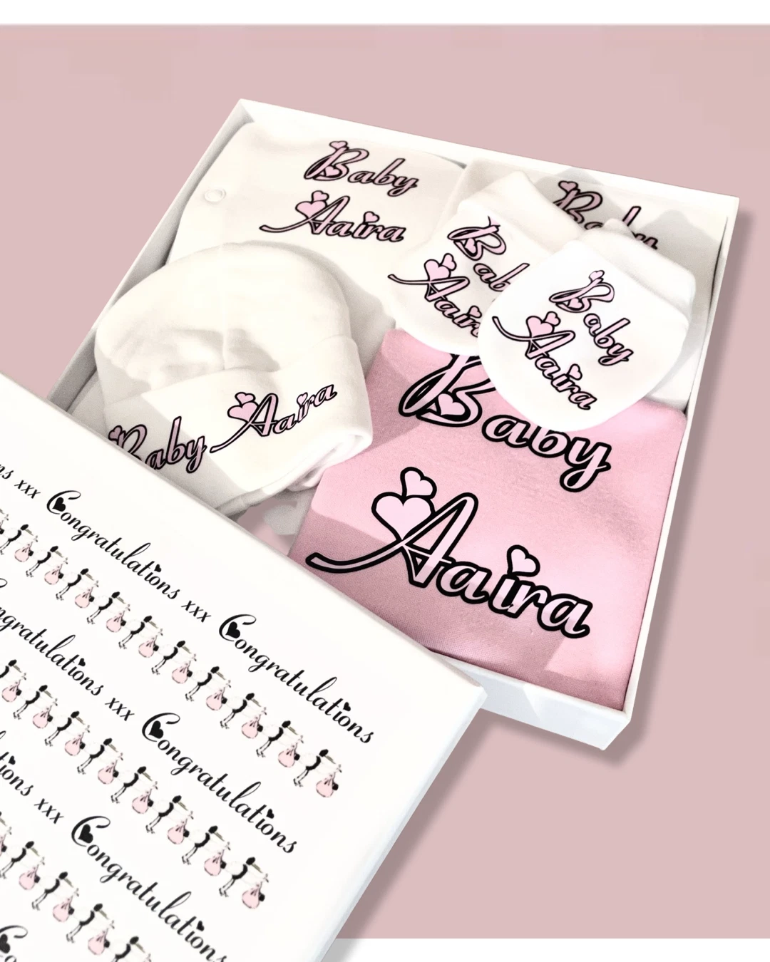 PERSONALISED baby girl gift set clothing, babygrow, vest, bib ANY NAME
Opens in a new window or tab