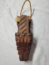 VTG French Handcraved Wooden Shoe Brush And Holder