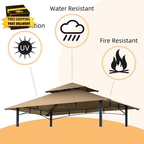 Grill Gazebo Replacement Canopy Roof -  5X8 Double Tiered Outdoor BBQ Gazebo - Picture 3 of 6