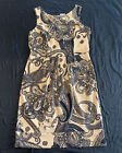 Rabbit Rabbit Rabbit Womens Dress 12 Tan & Black Paisley Pockets Sleeveless