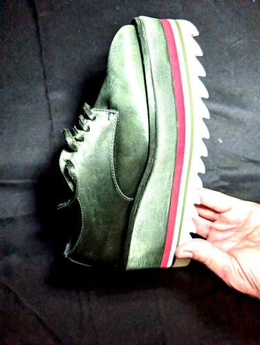 Jeffrey Campbell Marty seidige olivgrüne Plateauschuhe Schnürschuhe Damen US 6 - Bild 17 von 23