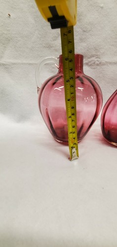 Vintage cranberry glass pitcher Pair - Picture 6 of 12