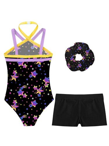 Kids Girls Outfit Gymnastic Tracksuit Dance Sportswear Modern Shorts Soft Yoga - Picture 33 of 53