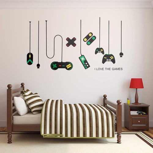 3 Sheets Game Wall Stickers Video Decals, Vinyl Gaming Black  - Bild 6 von 7