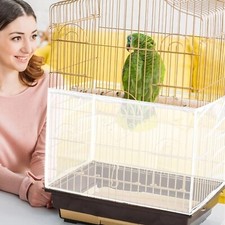 Daoeny Large Bird Cage Cover Seed Catcher Adjustable Soft Airy Nylon White