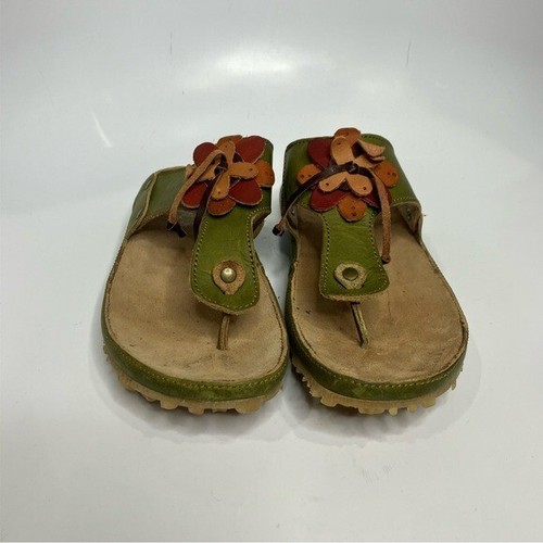 Sandalias Chanclas El Naturalista Cuero Verde Mujer Talla 40/9.5-10 Boho - Imagen 2 de 9