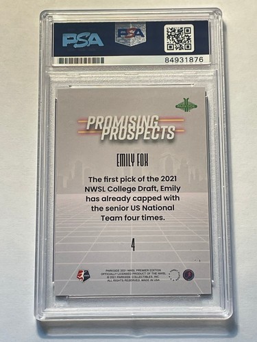 Emily Fox 2021 Parkside NWSL Promising Prospects Auto Autograph PSA Authentic - Picture 2 of 2