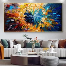 Colorful Oil Painting On Canvas Wall Art Abstract Textured Hand Painted Painting