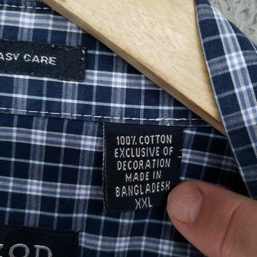 IZOD Mens Check Dress Shirt XXL Long Sleeve Button Down Easy Care Blue Plaid - Picture 14 of 20