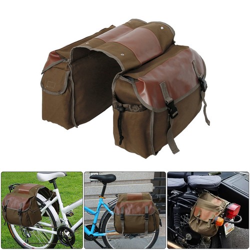Canvas Motorcycle Side Saddle Bags Panniers Pouch Luggage Storage Tool Bag E7M7 - 第 1/12 張圖片