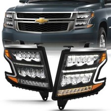 Anzo Headlight Plank Style Black Clear Sequential Amber For Chevy Tahoe Suburban