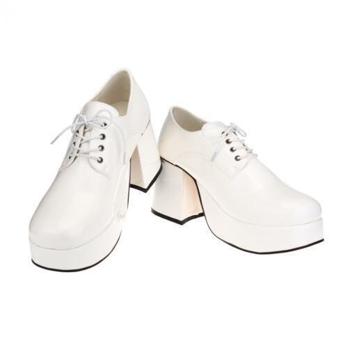 Fancy Dress Mens 70s 80s Platform White Silver Gold Shoes - Picture 4 of 8