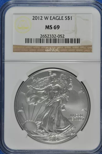 2012 W Burnished $1 Silver Eagle NGC MS 69 (Brown Label)