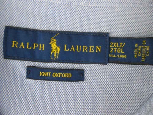 Ralph Lauren Button Down shirt Men Size 2XLT Blue Knit Oxford Long Sleeve - Picture 11 of 14
