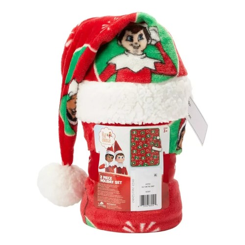 The Elf on the Shelf Christmas Throw Blanket & Santa Hat 2 Piece Set NEW - Bild 1 von 3