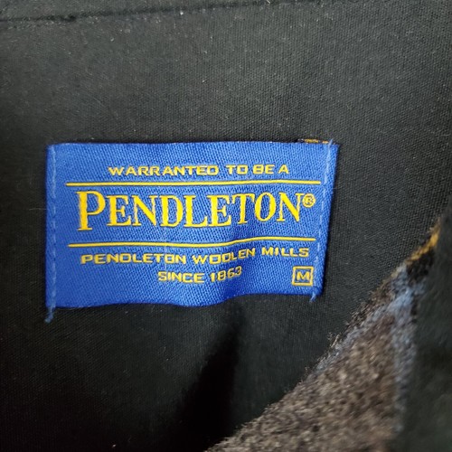 PENDLETON Size Medium Mens 100% Virgin Wool Lodge Shirt Board Tartan Plaid Gray - Picture 9 of 18