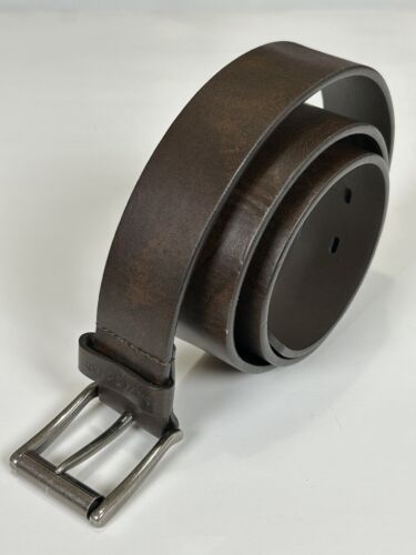 Cinturón Swiss Gear de cuero marrón 32-36 hebilla plateada genuina - Imagen 2 de 12