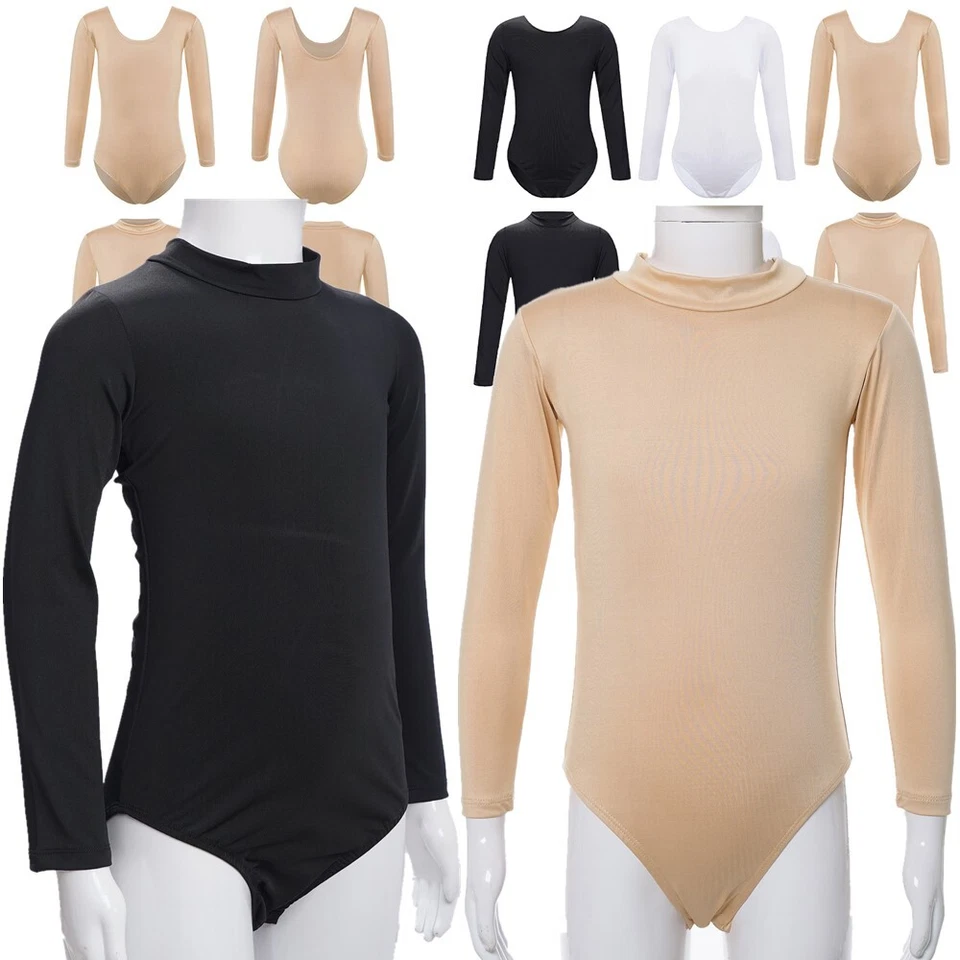 Mädchen!Turnbody Langarmbody Kinder Rundhals Gymnastikbody Langarm Shirt Ballett - Bild 3 von 4