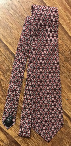 Neck Tie PRINCIPE Red Gray 100% Silk from Italy Made In USA 57”x4” EUC - Picture 3 of 6