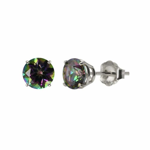 Borchie in argento sterling con topazio arcobaleno originale 2,00 CTTW di Valencia Gems - Foto 2 di 3