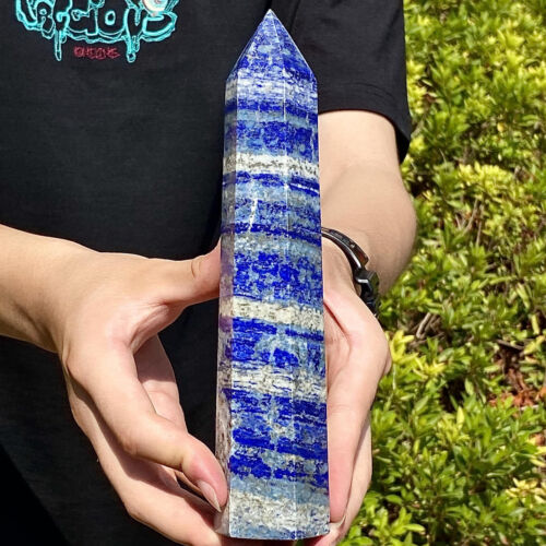 1.63LB Natural blue striped stone crystal Obelisk quartz crystal energy column - Picture 3 of 12