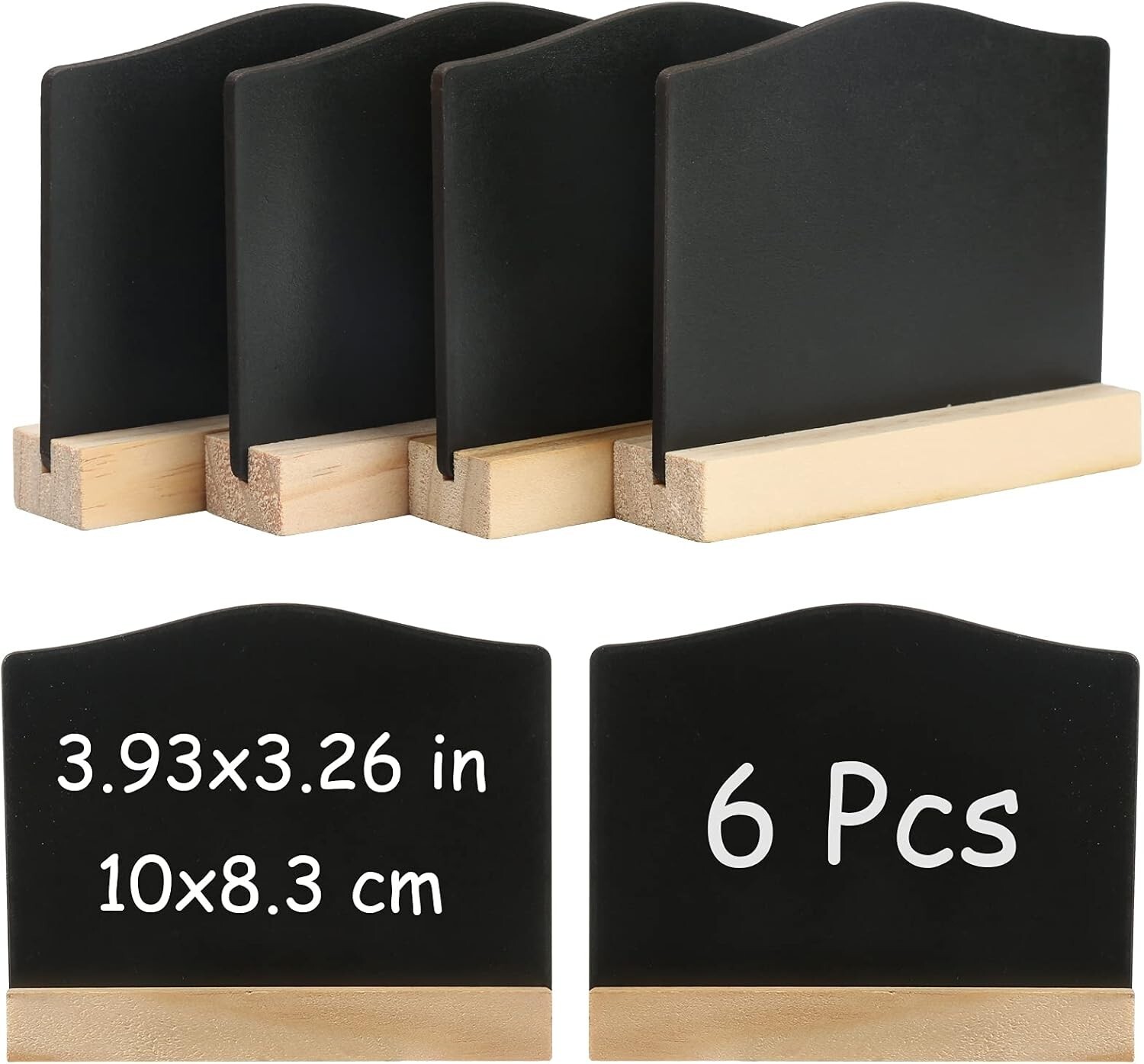6 Pack Mini Chalkboard Signs, Double Sided Small Black Chalk Board Place Cards