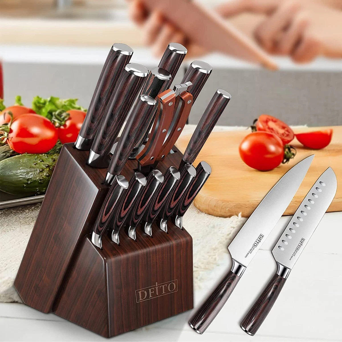 11 Piece Cutlery knife set in Chef Bag, Black ABS