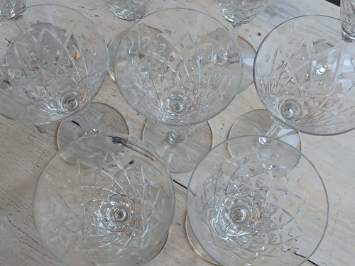 Seltenes 1930er Set 9 SENECA GOTHIC Muster geschliffenes Kristall WEINGLÄSER Glas 6" - Bild 7 von 11