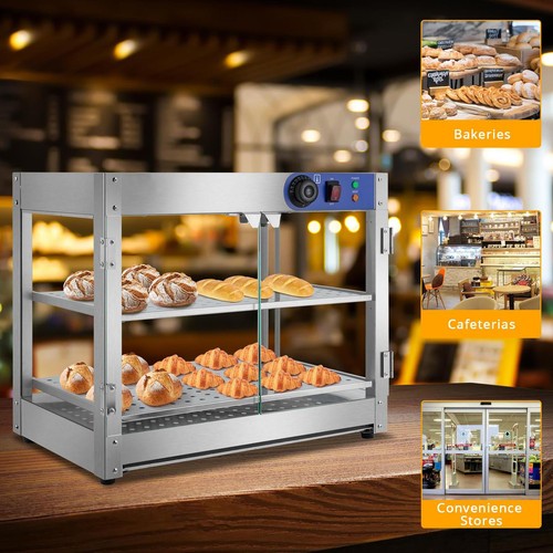 Two Grids Commercial Food Warmer Display Portable Restaurant Heated Cabinet - Picture 2 of 11