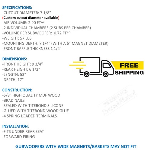 Ground Shaker Chevy Silverado 2019-2024 Crew Cab 8" Quad Subwoofer Enclosure - Picture 2 of 12