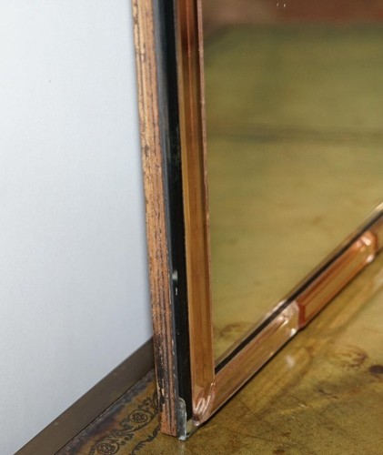 Sublime 1930s Art Deco Peach Glass Beveled Venetian Curved Steeple Top Mirror - Picture 7 of 13