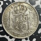 1866 Spain 1 Escudo Lot#Jm8830 Silver! Nice! Km#626.1