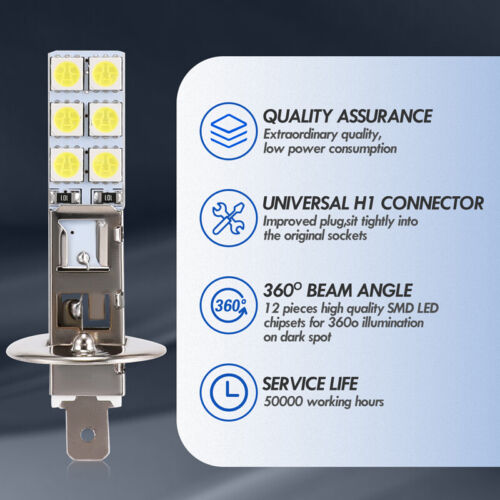 2x H1 LED Headlight Kit Bulbs High Low Beam 6500K Super Bright White 2000000lm - Picture 9 of 18